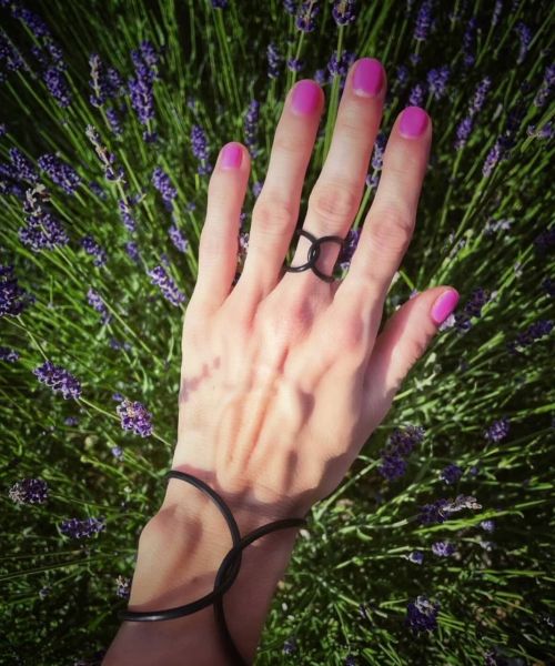 OO rings dámský SET prstýnek + náramek, černý